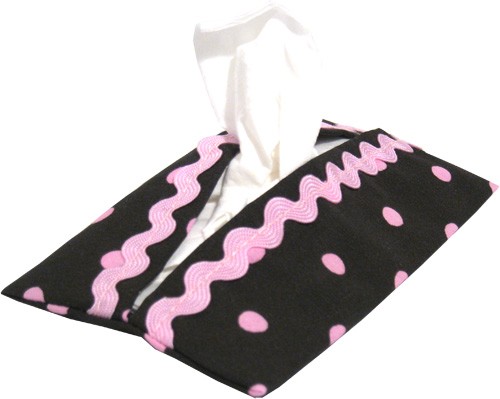 Taschentüchertasche braun mit pinkfarbenen Punkten